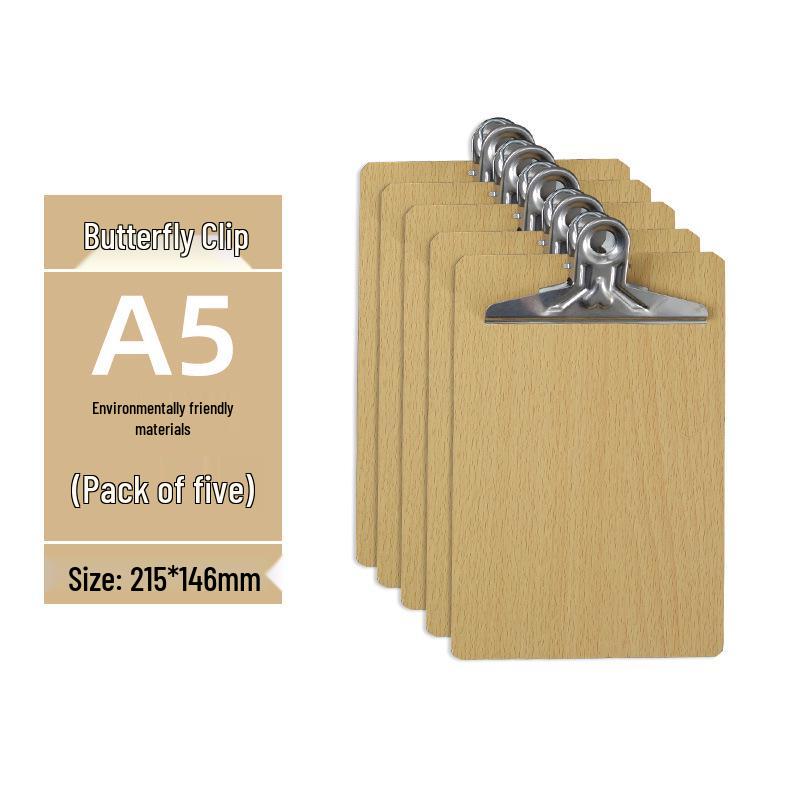 5 Wooden Clipboards Set: Includes 4 Clipboards with Pen Holders, 5 Writing Pads, and 16 File Boards for Restaurant Order Management