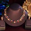 ThreeGraces Gorgeous Multicolor Zirconia Luxury Necklace and Earrings Mona Lisa Bridal Wedding Party Jewelry Set for Women T1046
