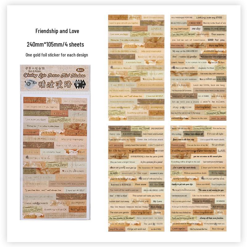 Creative Retro Writing Life Planner Stickers with English Words and Phrases for Children s DIY Projects