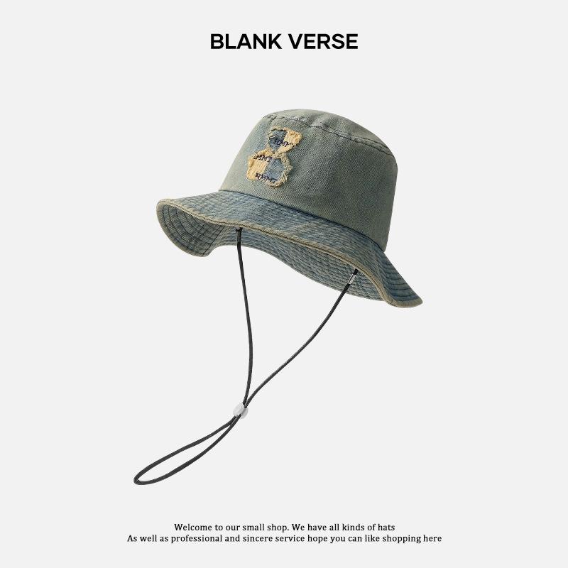 Denim Fischerhut Damen Sommer Sonnenschutz Hut Outdoor Camping Bergsteigen Hut Vertiefter und Vergrößerter Gesichtshut