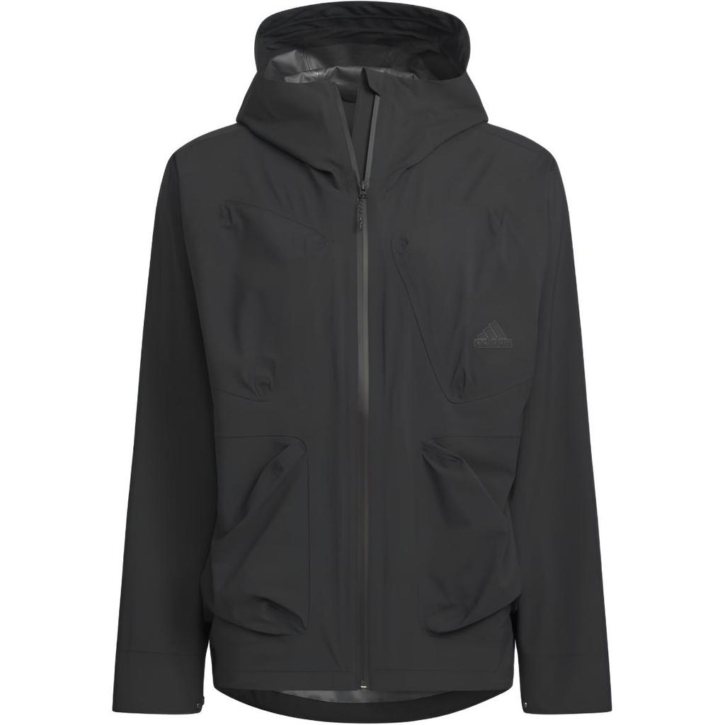 adidas Sportswear Tech Rain Loose Fit Water Repellent Windproof Hooded Full Zip Jacket Men Black JI8669