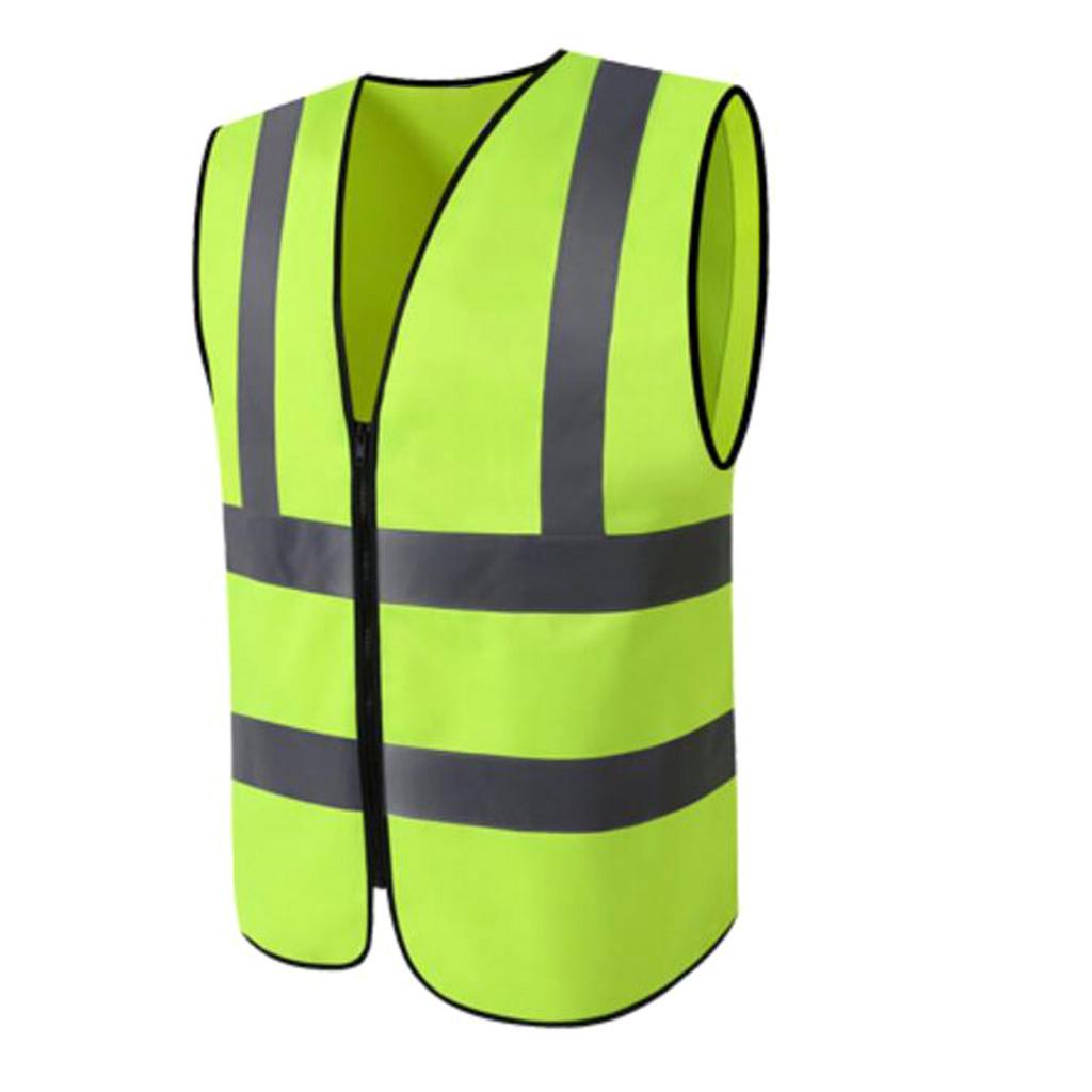 High Visibility Zipper Safety Vest with Reflective Strips Fluorescent ...