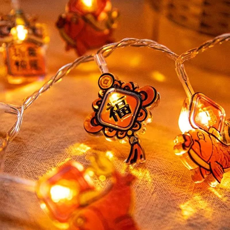 1.6M 10Led Chinese Spring Festival String Lights Hanging Ornaments Home  Year Bedroom Living Room Decoration Party Supplies