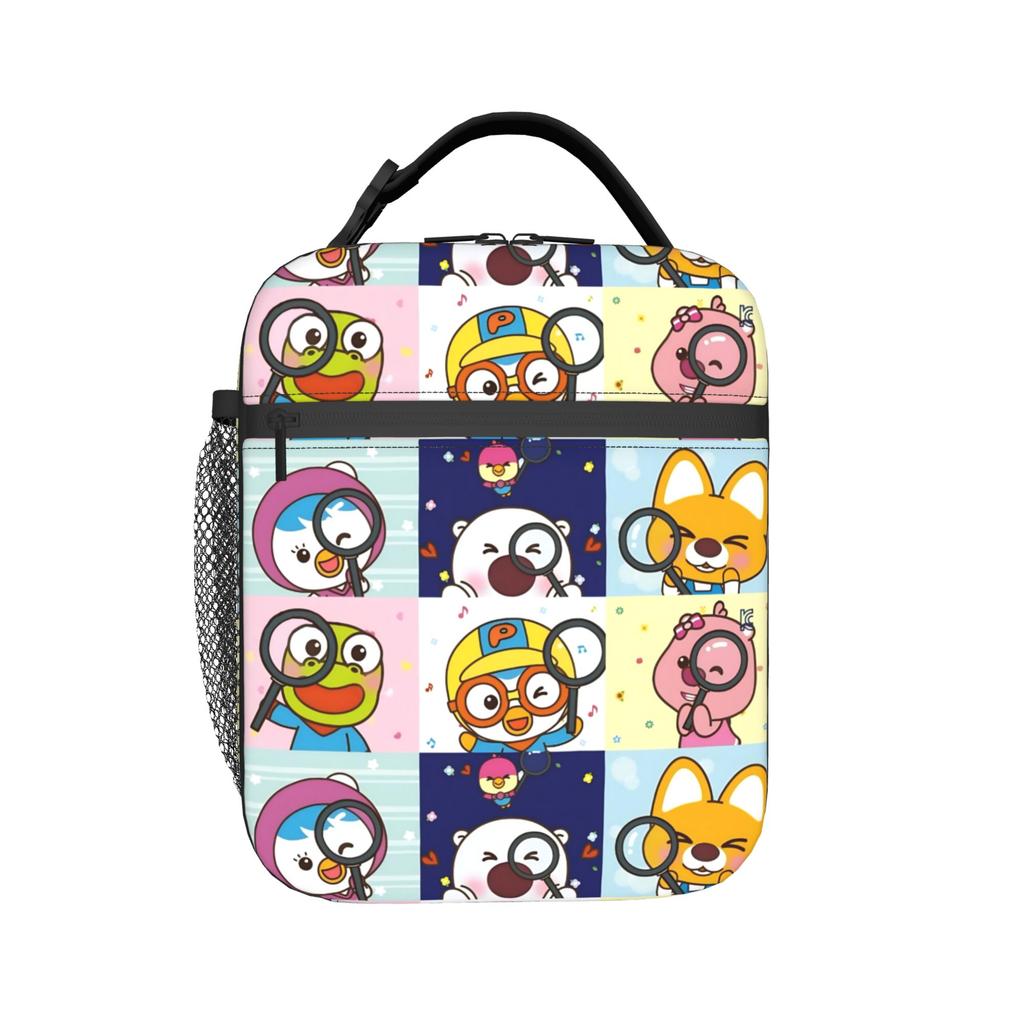 Cartoon Insulated Lunch Bag Leakproof Pororos Reusable Cooler Bag Tote Lunch Box Office Outdoor Food Bag
