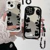 Cute Mirror Black Cat Lanyard Chain Case For Xiaomi Redmi 15 15C 14C 13C 12C 13 12 A5 Note 12 13 14 Pro Plus 5G 11S 10 11 Pro 4G