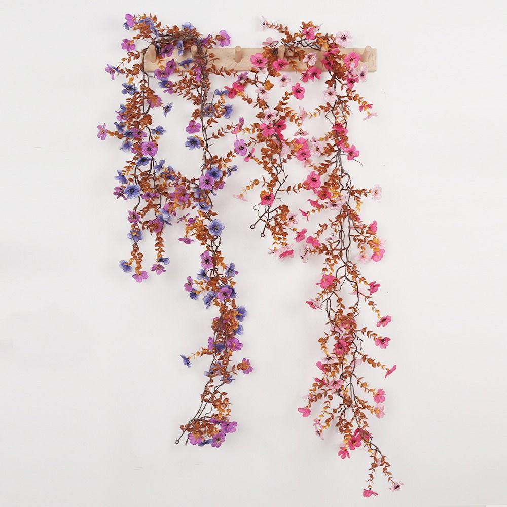 Multicolor Artificial Violet Flower Vine 160CM Eucalyptus Leaves Hanging Flower Vines Photo Props DIY Accessories