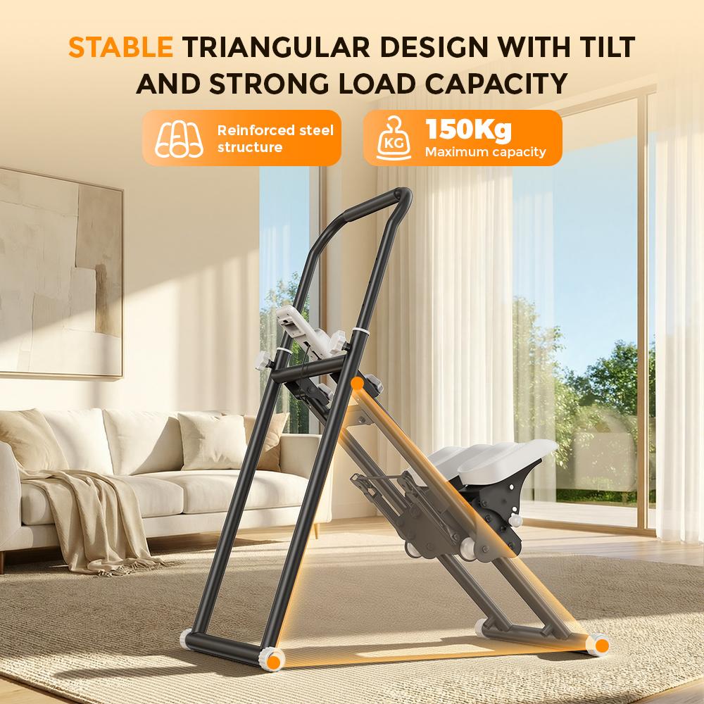 QK-7906 Stair Stepper with Resistance Bands Adjustable Pedals & Handlebar LCD Displa, Compact Home Cardio Stepper Machine
