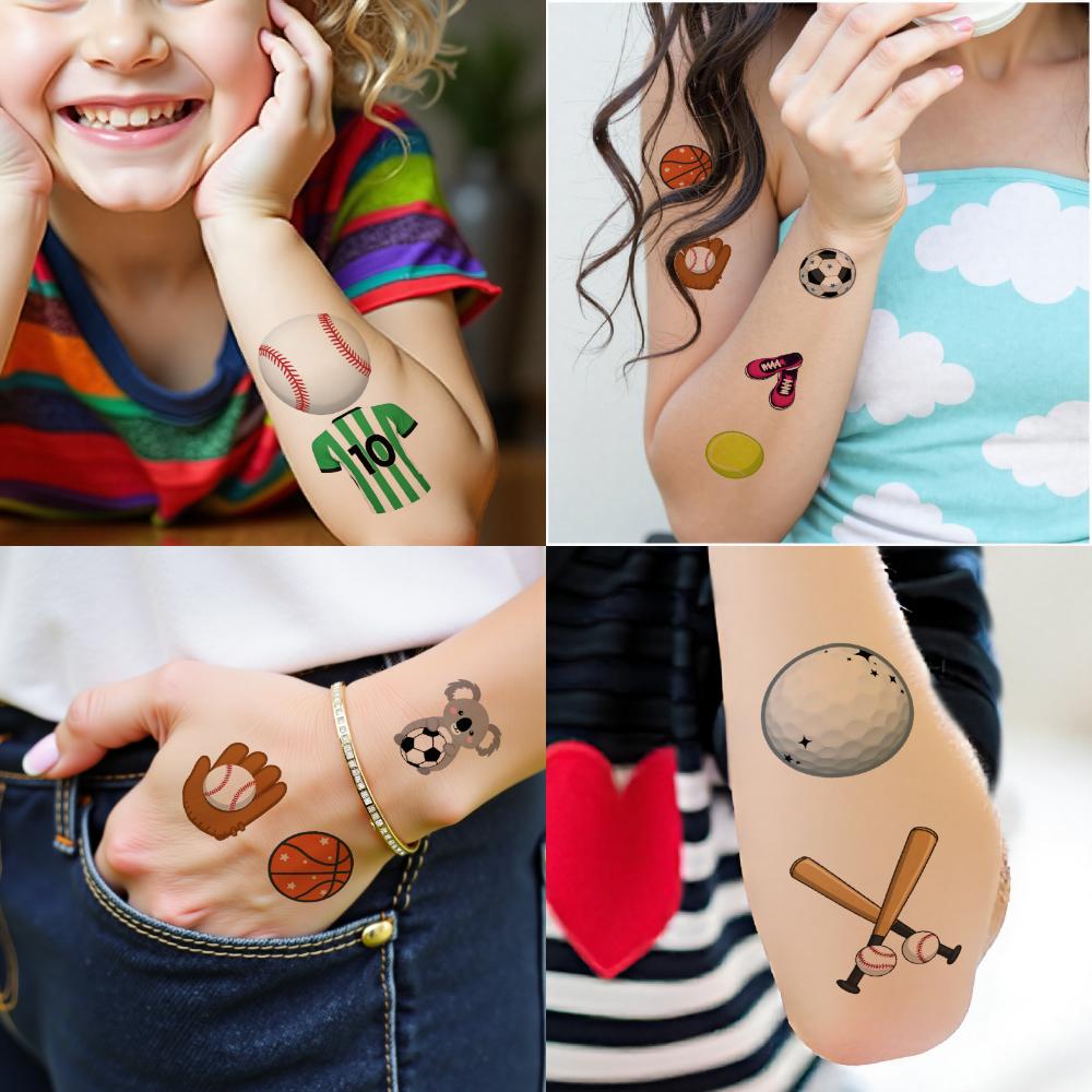 63 Stück Temporäre Tattoos Fußball Aufkleber Cartoon Fußball Aufkleber Wasserdicht Langlebig Körper Aufkleber Für Frauen Wangen Männer