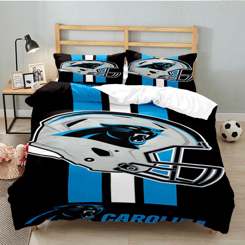 Panthers Helmet 3pcs Bedding Set,Including 1pc Duvet Cover And 2pcs Pillowcases Perfect Gift for Christmas,Ideal for Bedroom, Dormitory