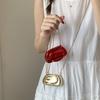 2025 European and American Retro Niche Red Metal Box Small Square Bag Banquet Versatile Mobile Phone Hand Messenger Bag