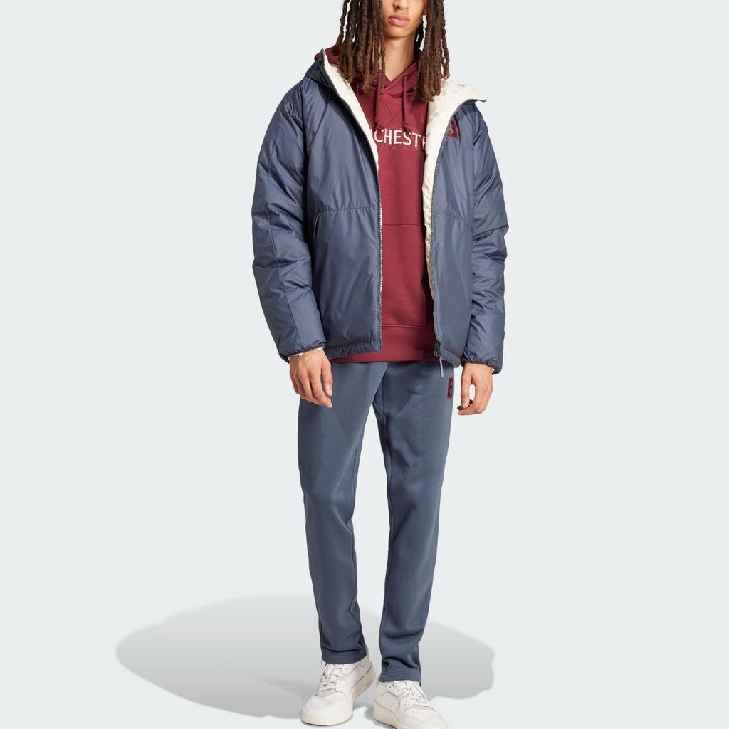 Adidas Manchester United FW24 Sports Manchester United Football Casual Culture Reversible Warm Cotton Jacket Men Jacket Dark-Gray Cream IT4182