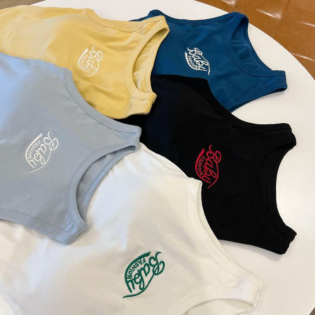 Jennie Fashion Vielseitiges Sportliches Weißes Buchstaben Camisole Tanktop für Damen