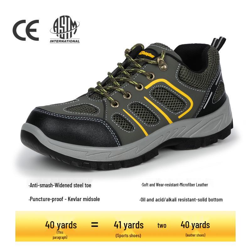 Men's Safety Work Shoes, Anti-Smash, Puncture-Resistant, Non-Slip, Wear-Resistant, Lightweight Rubber Soles