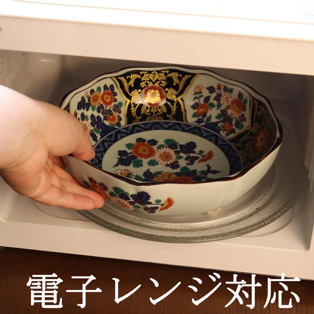 Yuuki Roman, Old Imari Style, 7-inch Serving Bowl with Dyed Brocade and Gold Pattern, Gorgeous and Splendid [Arita Ware, Made in Japan]