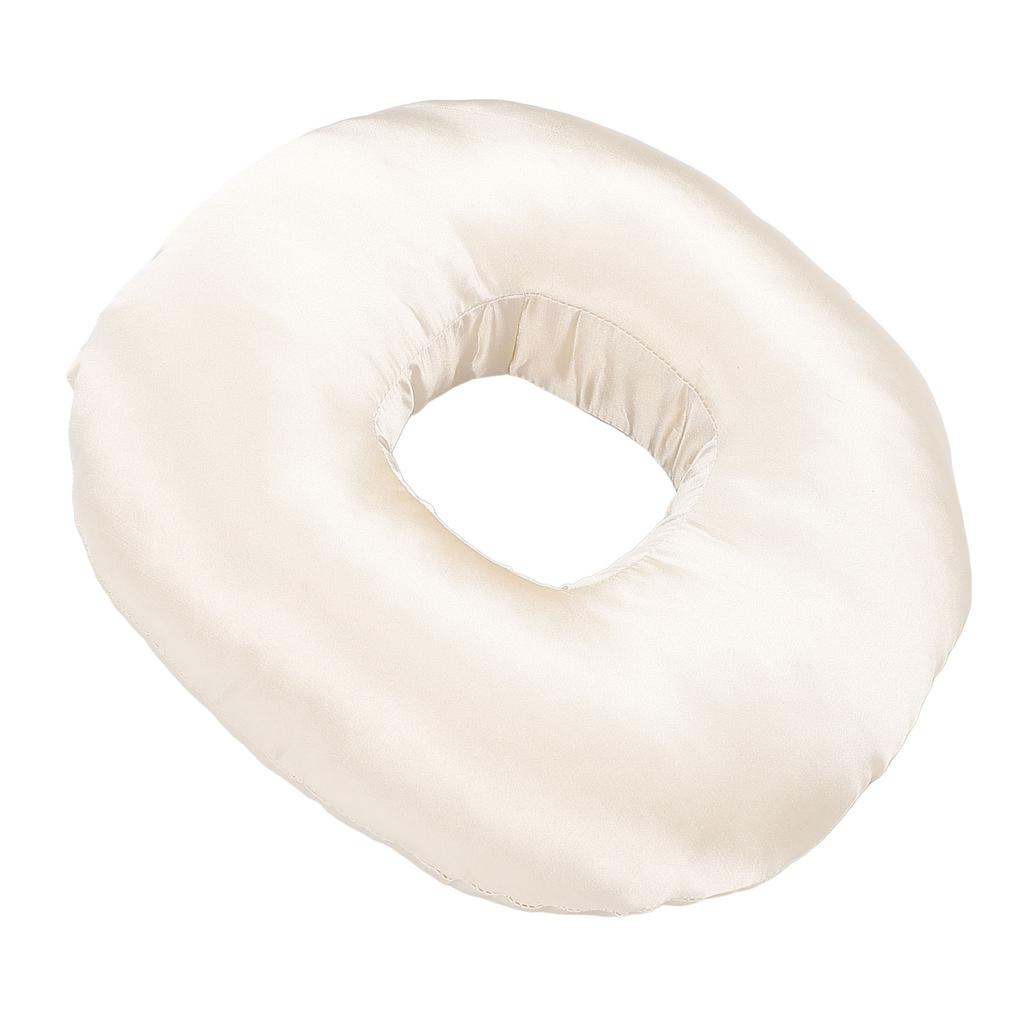 Silky Satin Ear Pillow Donut Pillow Ear Guard Pillow with Ear Hole for Side Sleepers with Earplug and Headphone