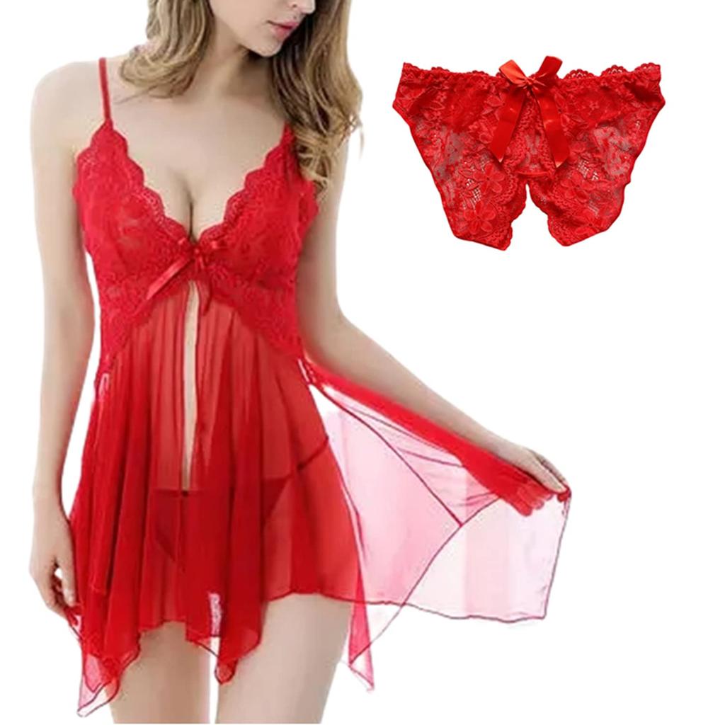 Sexy Large Front [Loradouphi] Women's Babydoll, Lingerie, Sexy, Popular, Size, Transparent, Cute, See-through, Fluffy, Fluttering, Opening,