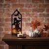 Spooky Home Decor Halloween Candle Holder, Gothic Hollow Silhouette Holder for Tea Lights, Dark Festive Atmosphere Lighting Style Pumpkin Ghost