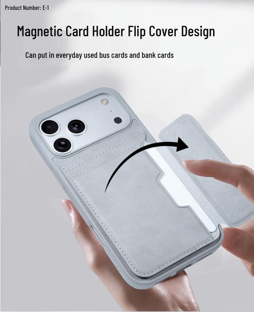 Magnetic Leather Card Holder Phone Case for iPhone 17 Pro Max