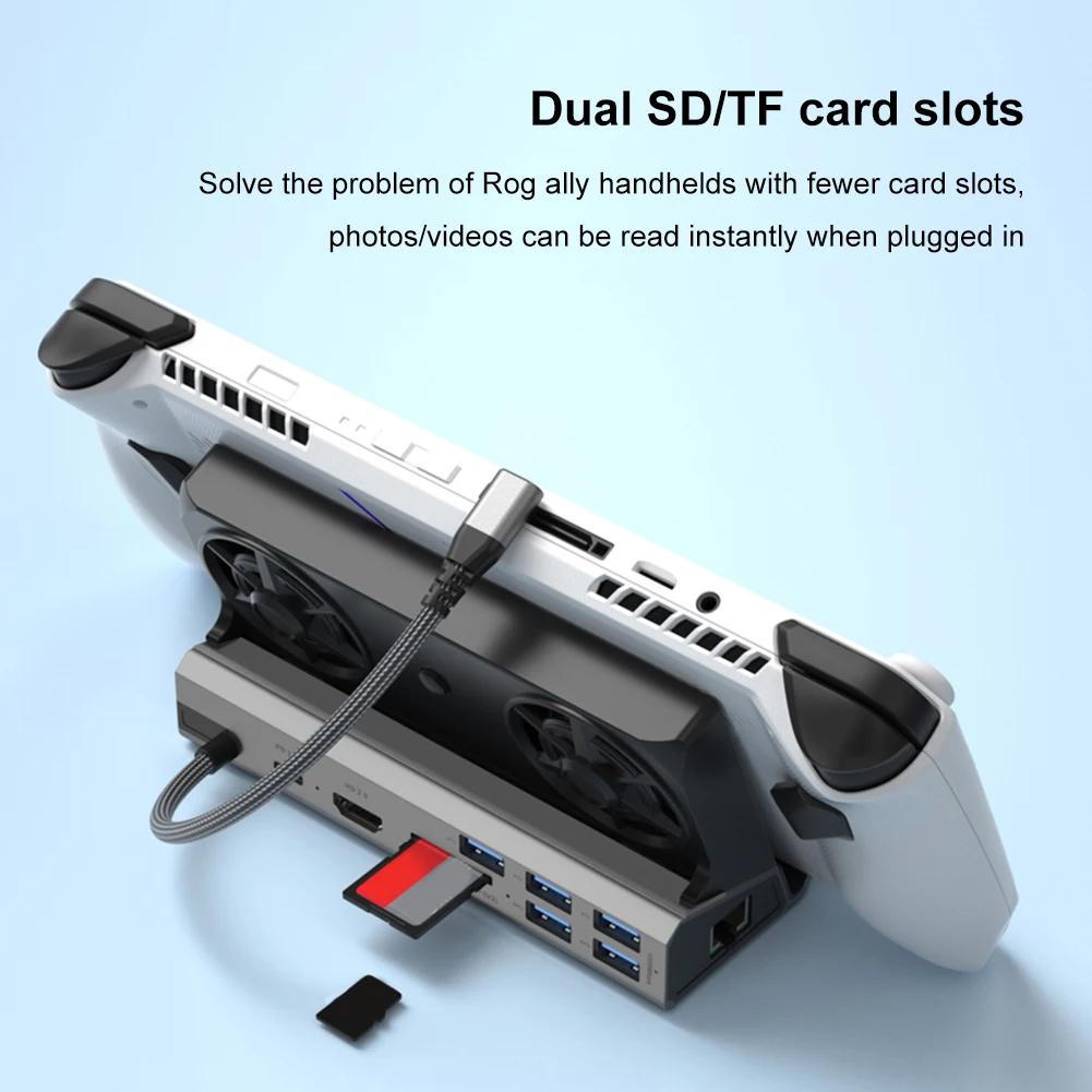 11/10/9 In1 For ROG Ally Game Console Dock Hub 4K 60Hz 1000Mbps Type-C USB 3.0 2.0 Gigabit Ethernet 1000Mbps Dock Stand PD 100W