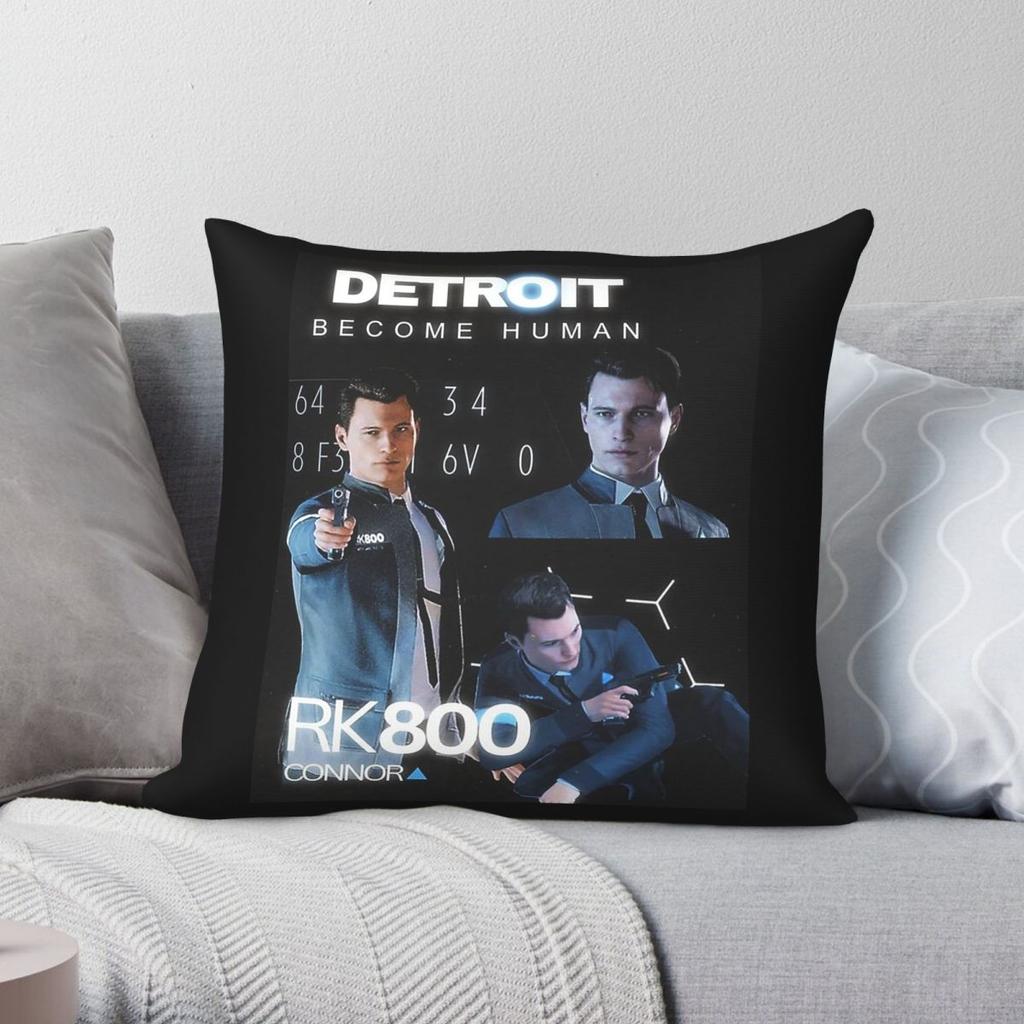 Detroit Become Human Connor Square Pillowcase Polyester Linen Velvet Pattern Throw Pillow Case Sofa Seater Cushion Cover X