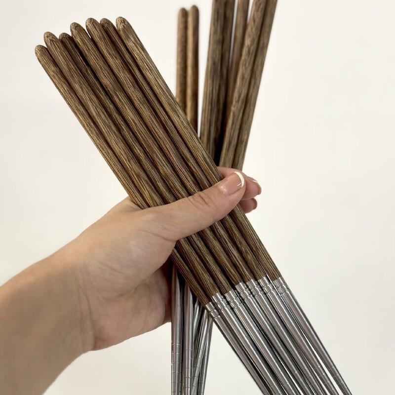 Wenge Wood & Red Sandalwood Chopsticks with Stainless Steel Olive Heads