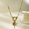 Waterproof Gold Plated Necklace 18K Gold Plated Detachable Freshwater Pearl Necklace Accessories Stainless Steel Fashion Jewelry