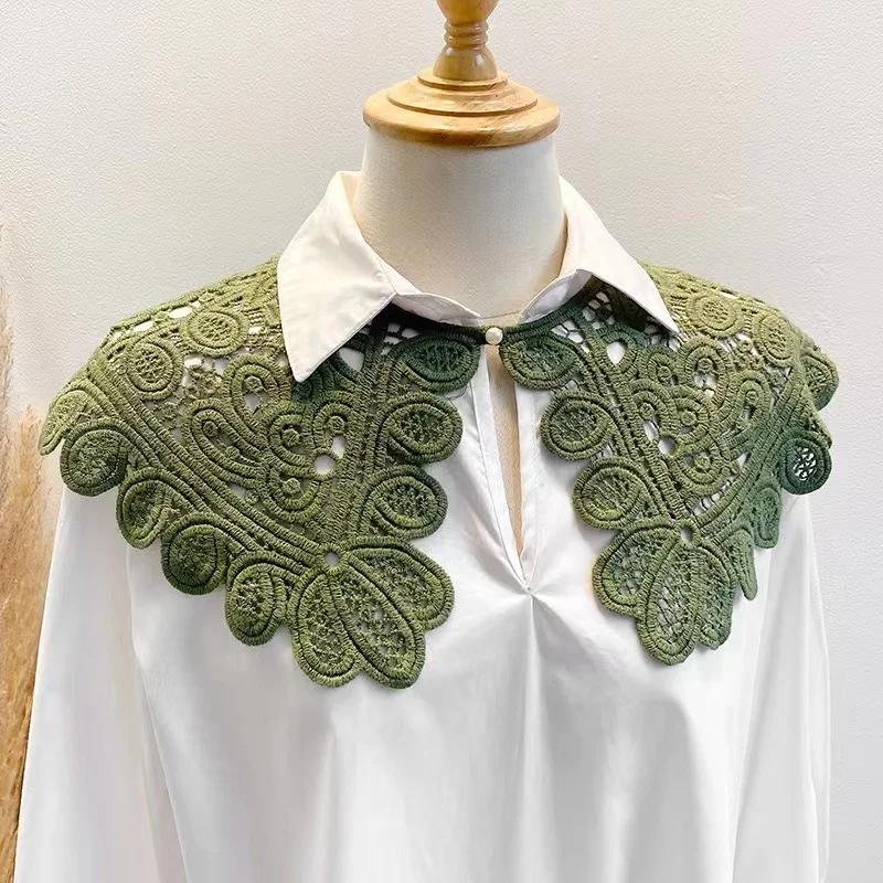 Hollow Crochet Lace Detachable Collar Shawl O-Neck Doll False Collar Shirt Women Hollow Crochet Lace Detachable Collar