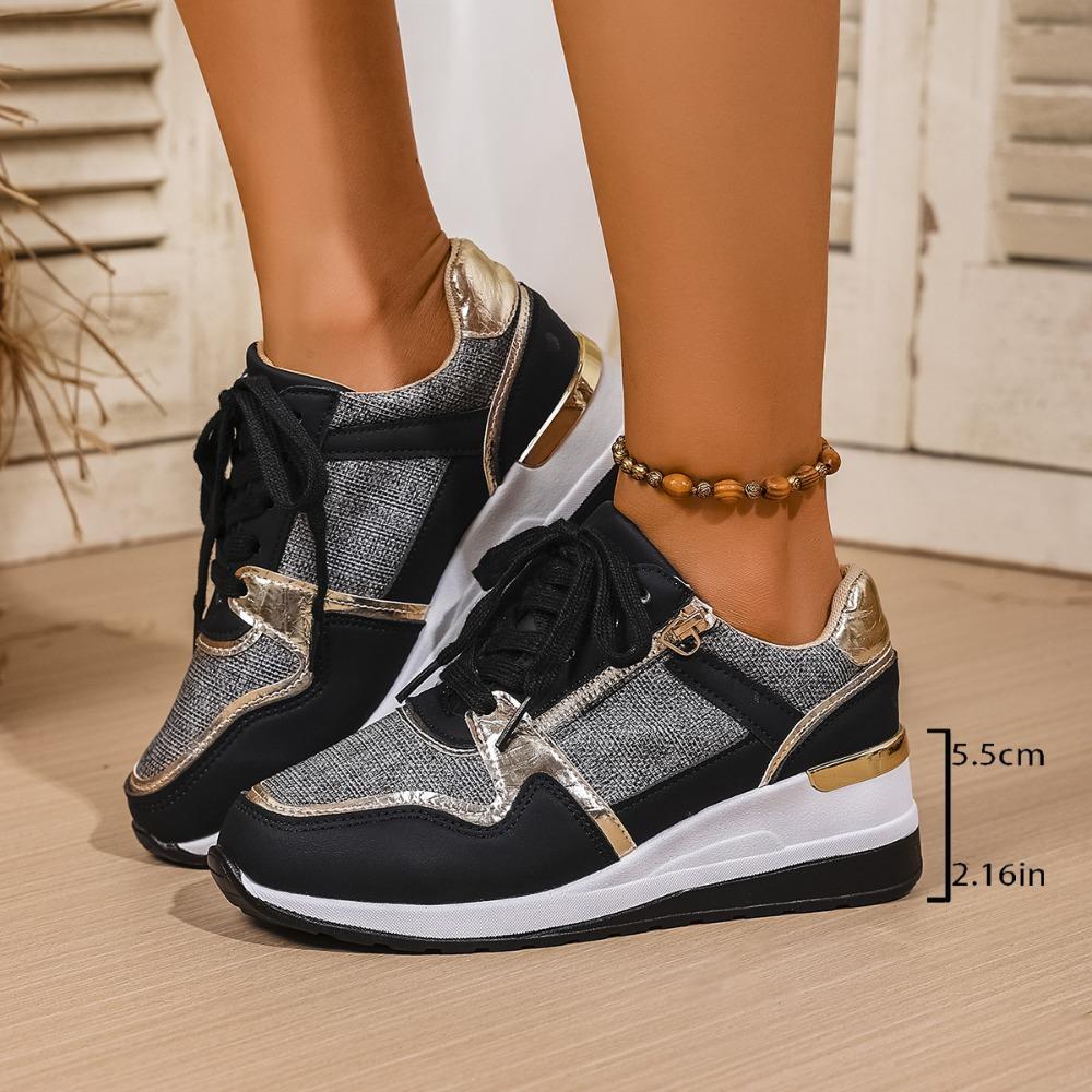 Fashion White Wedge Heel Sneakers Women Lace Up Lightweight Running Shoes Woman Comfort Low Top Casual Sports Shoes Plus Size 44