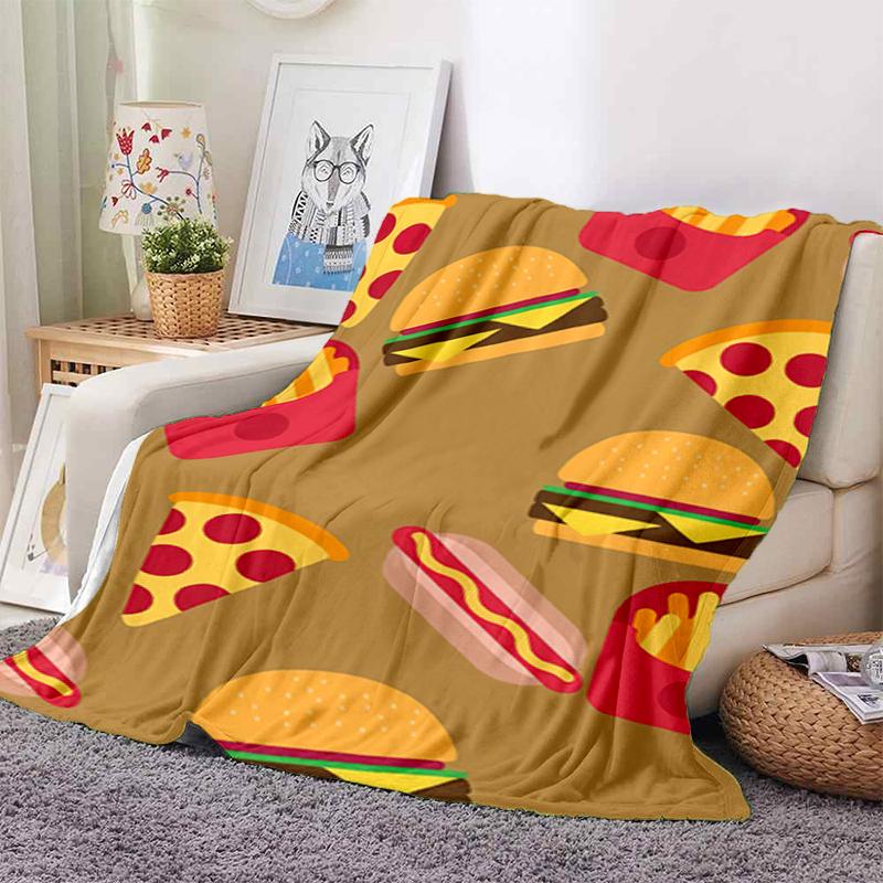 1PC Food Elements printed blanket, all season lightweight home office outdoor nap multifunctional blanket A1