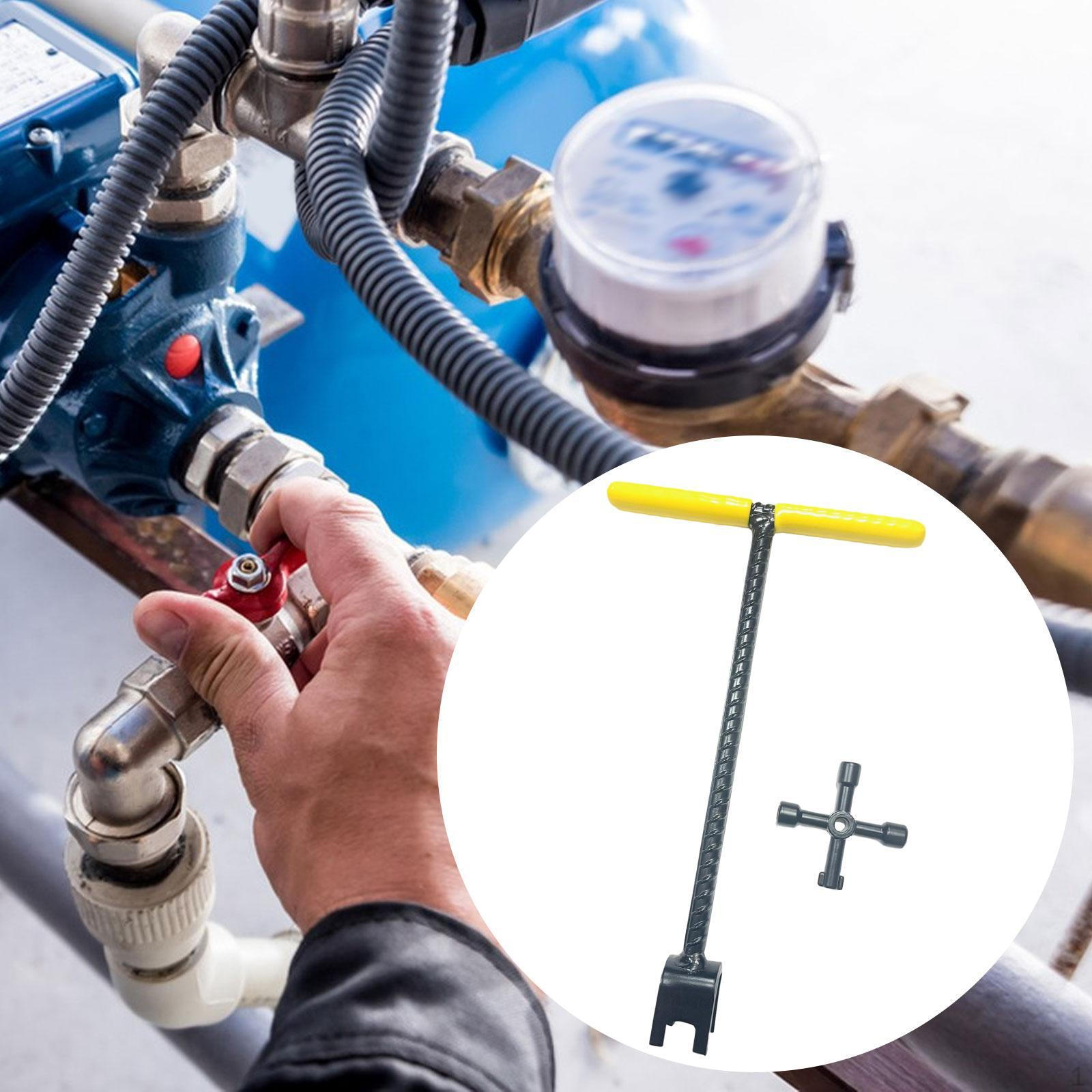 

Water Meter Key Heavy Duty 4 Way Utility Versatile Garden Shut Off Tool T Handle for 12inch Yellow