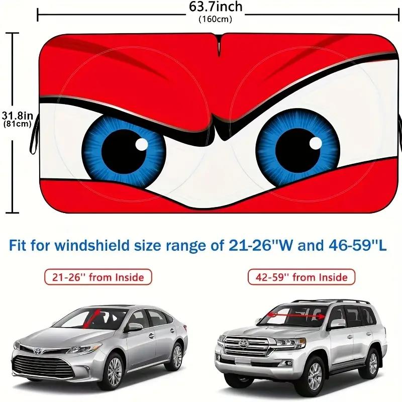 

1 Pack Car Glass Visor Funny Eyes Visor Wear Resistant Black Tape Folding