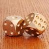 2 Pcs Metal Dice Solid Brass Gold High-Quality 6-Sided Game Dice Hand Polished Stress Relieving Family Gathering Toy 15Mm