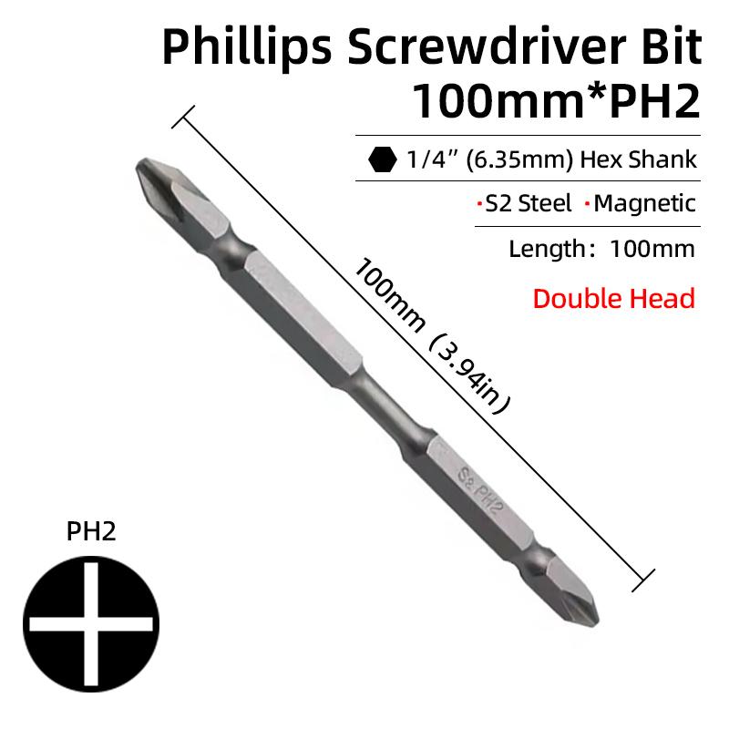 1PC Phillips-Schraubendreher-Bits Kreuzkopf Magnetische Schraubendreher PH00 PH1 PH2 S2 Legierter Stahl Sechskantschaft Handwerkzeuge 50/75/100/150mm