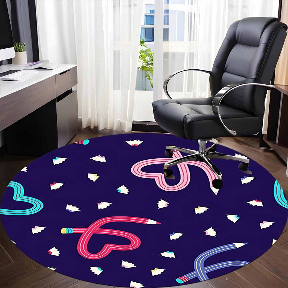 1pc Pencils Office Round Rug, Non-slip, Soft and Durable Office Rug for Interior Decoration, Perfect for Office, Beautiful Decoration yy260323039