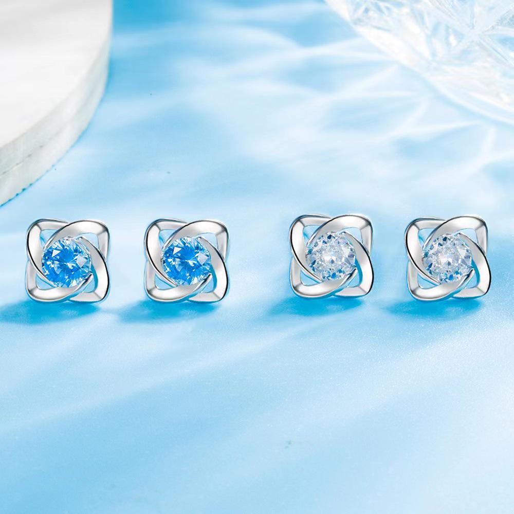 Lucky Four-Leaf Clover Ocean Heart Jewelry Set - Necklace, Bracelet & Earrings - Japanese Korean Style