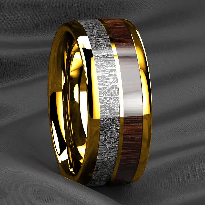 Blaue Abalone-Muschel-Einlagenringe für Herren, 8 mm Schwarze Gebürstete Edelstahlringe für Herren, Ehering Schmuck Geschenk