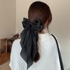 Oversized Satin Bow Hair Clip with Long Ribbon Elegant Solid Color Hairpin for Women Girls Party Daily Hairstyling