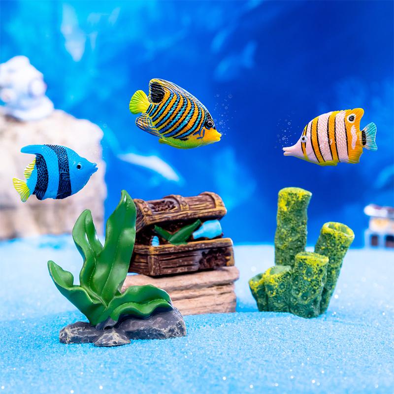 Creative Cute Kawaii Resin Ocean Animals Figurine Model  Coral Small Ornaments Diy Home Decoration Accessories Gifts
