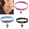 Hot Sale Gothic PU Leather Cross Pendant Choker Necklace - European American Punk Style Collarbone Chain