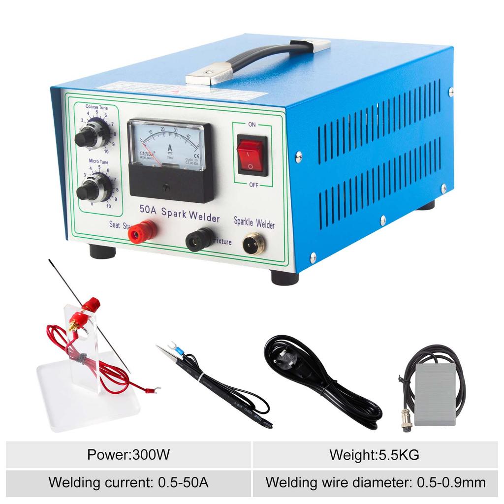 New Blue Jewelry Repair Tool Kit, 50A/80A/100A Optional, Joining Tool with Foot Pedal for Gold & Silver, 0.5-1.2mm Metal Wires