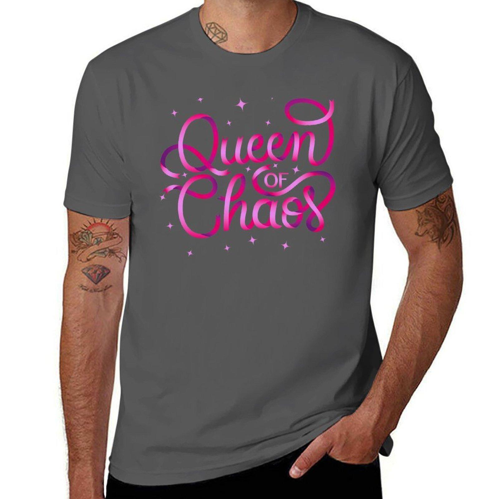 

Queen of Chaos Mega cool hand lettering TShirt cotton t shirts man 100 man tshirt TShirt 4XL