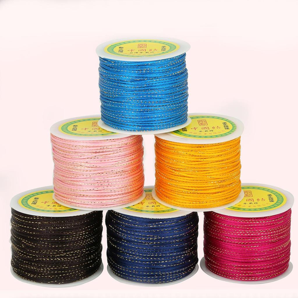 91Meter Gold Silk Thread Knot Beading Bracelet Necklace Braided DIY Jewelry