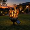 Unique Halloween Yard Ornaments Dragon Solar Garden Light, Outdoor Gothic Medieval Statue Lamp, Waterproof Decorative Porch Light Fixtures Resin