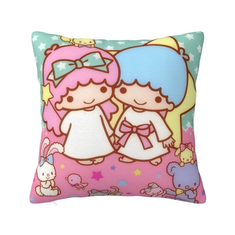 Sanrio Little Twin Stars Anime Cover 45x45cm Soft Lala Cartoon Kiki Cute Throw Pillow for Sofa Square Pillowcase Decoration