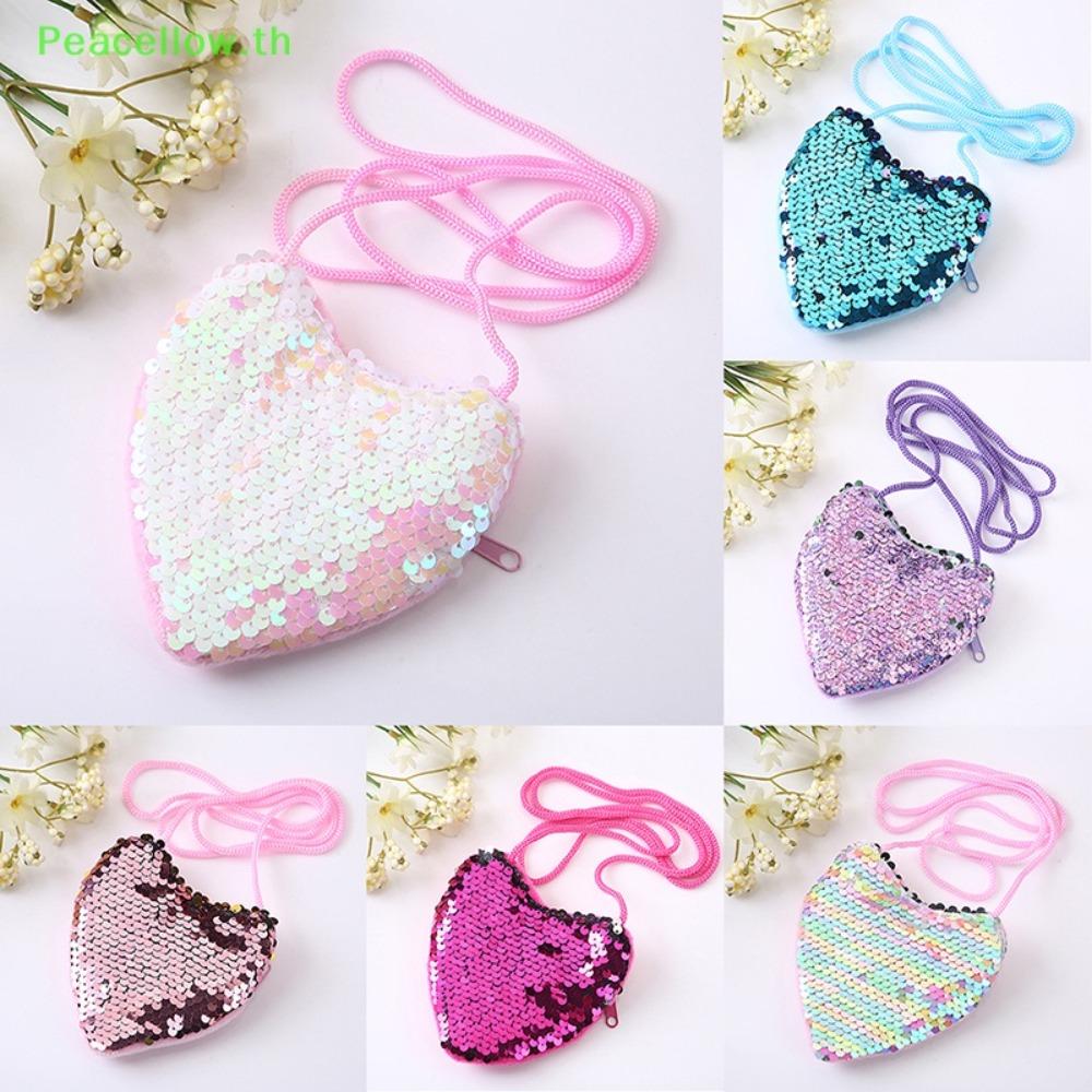 High Quality Mini Cute Kids Tote Bag Decorative Heart Shape Sequin Bag Princess Shiny Kids Funny Shoulder Bag