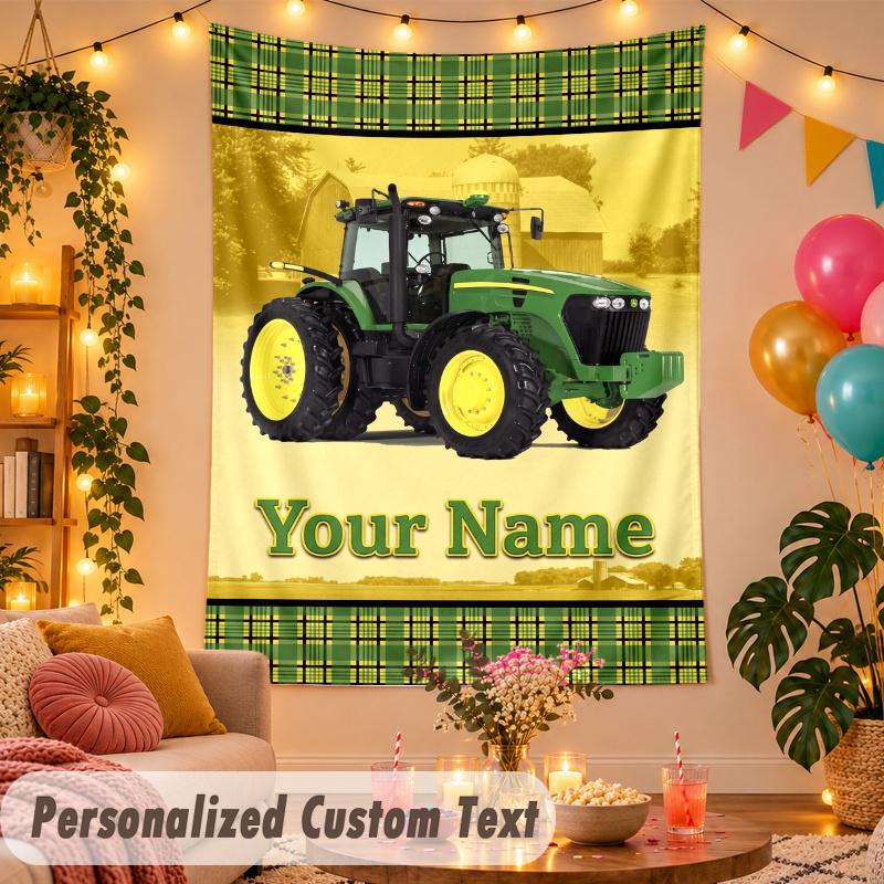 John Deere Personalisierte Wandteppich Benutzerdefinierter Name Text Polyester Hängende Dekoration Haus Zimmer