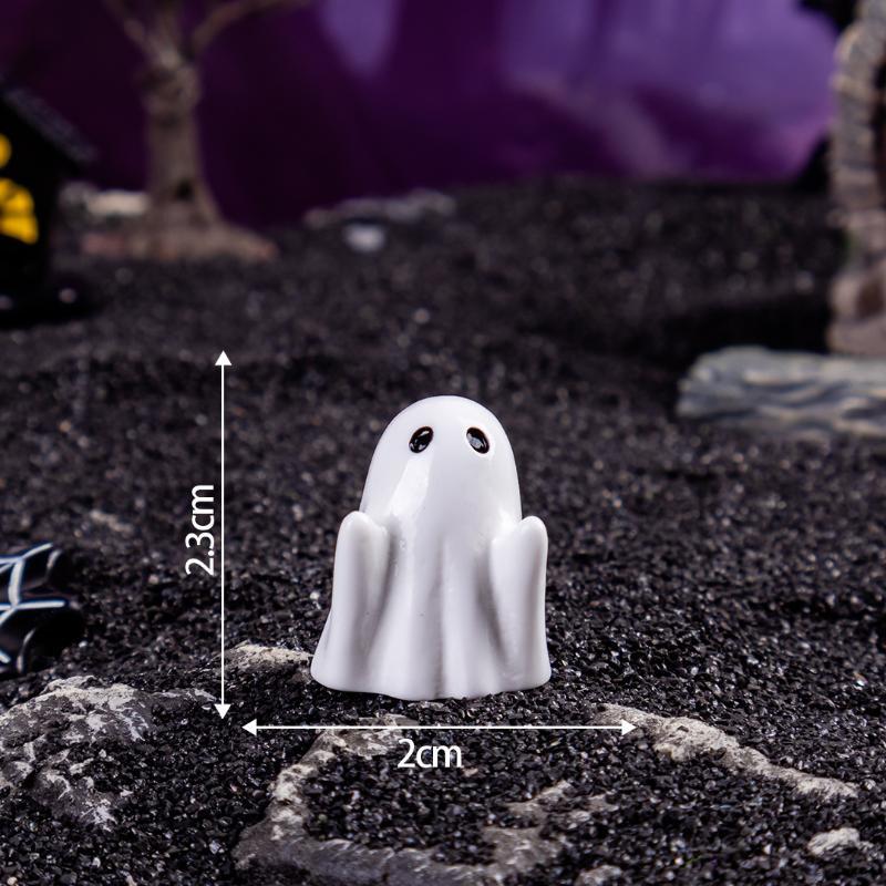 Mini Resin Ghost Figurines 10Pcs Spooky Halloween Tiny Ornaments for Micro Landscape DIY Handmade Projects