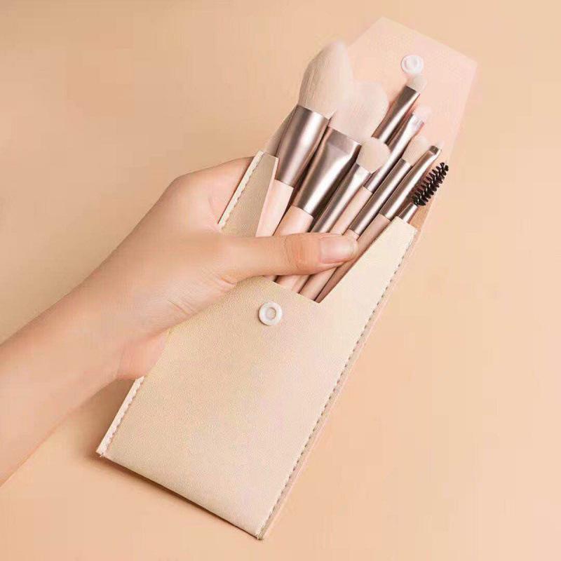 Portable 8-Piece Mini Makeup Brush Set: Concealer, Foundation, and Powder Brushes