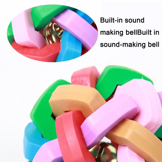 Dog Jingle Ball Chew Toy Colorful Rubber Interactive Ball with Bell Puppy Teething Toy for Small Medium Dogs Pet Training