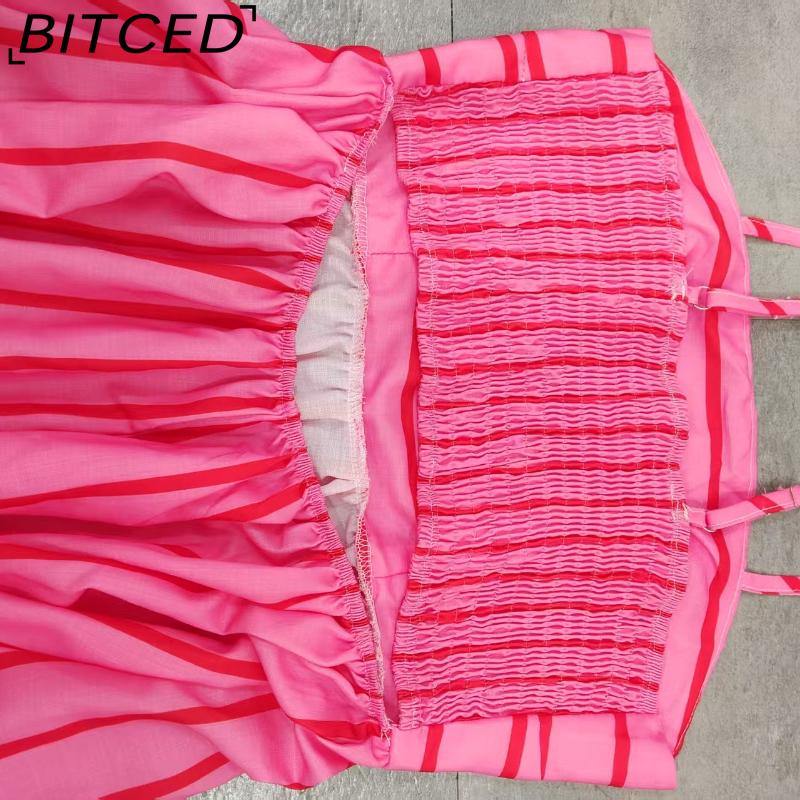 BITCED Spring/Summer Striped Strappy Backless Full-Skirted Fresh-Style Dress